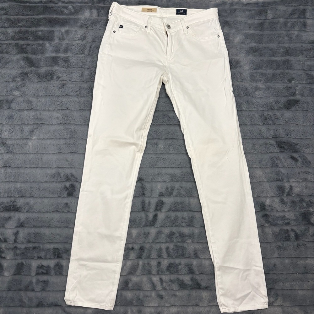 AG Adriano Goldschmied The Stilt Cigarette Leg White Jeans 27R LSN1110-F-WHT